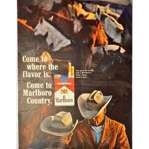 Marlboro Cigarettes "Come to where the action is-Marlboro Country" Print Ad 1965
